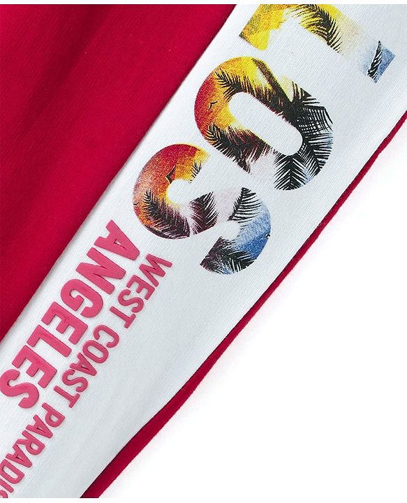 Pine Kids Cotton Knit Full Length Text Printed Lounge Pant - Scarlet Red