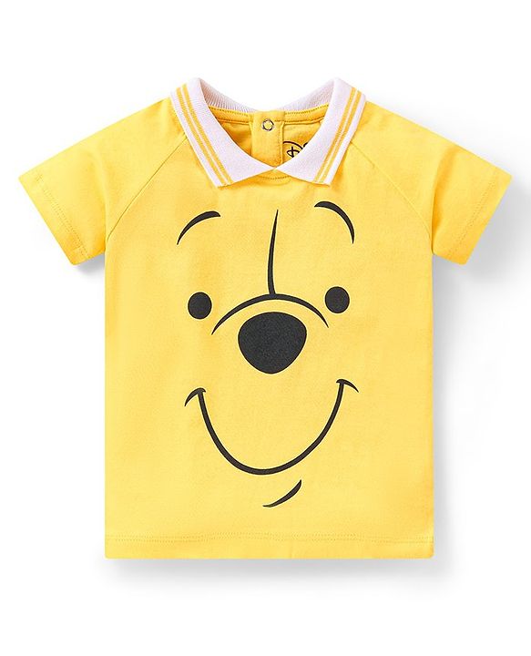 Babyhug Disney Single Jersey Knit Half Sleeves T-Shirt And Shorts Set With Winnie The Pooh Graphics - Yellow & Blue