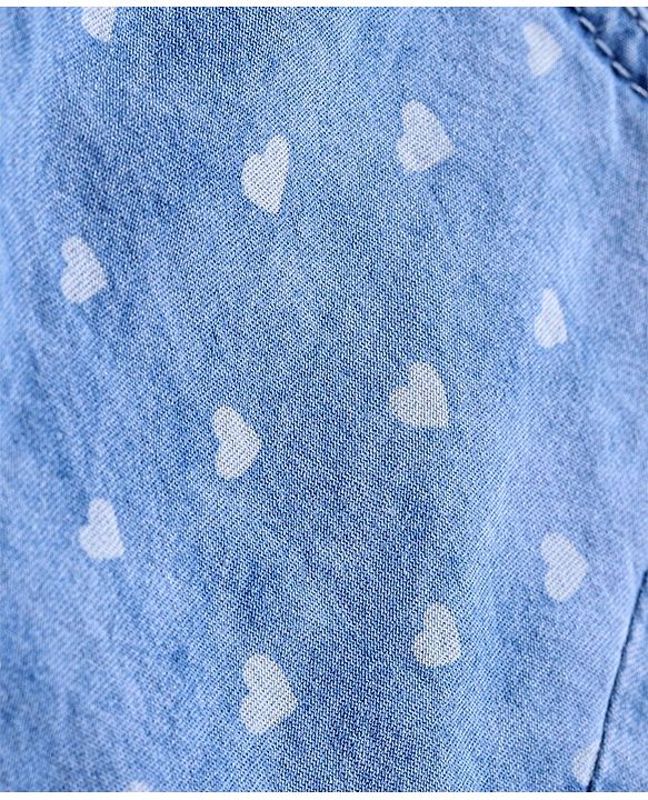 Babyhug  Mid Thigh Denim  Shorts Hearts Print with Belt Detailing - Blue