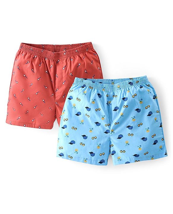 Pine Kids Cotton Elasticated Boxers Sunglasses Print Pack of 2 (Color May Vary)