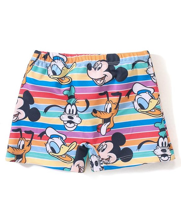Babyhug Disney Mid Thigh Length Swimming Trunk With Mickey Mouse Family All Over Print - Multicolor