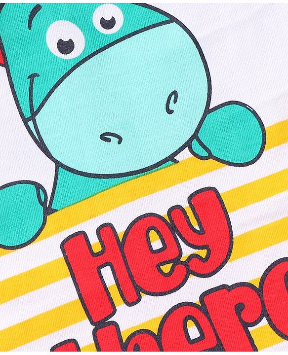 Babyhug Cotton Sleeveless T-Shirt With Animal & Text Graphics - White