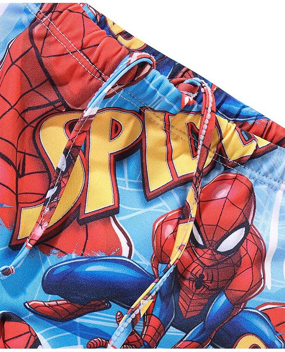 Babyhug Marvel  Swimming Trunk with Spiderman   Print - Blue