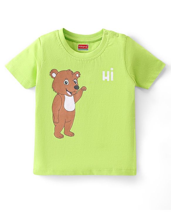 Babyhug Cotton Knit Half Sleeves T-Shirt Bear Graphics Pack Of 3 - Blue Green & Orange
