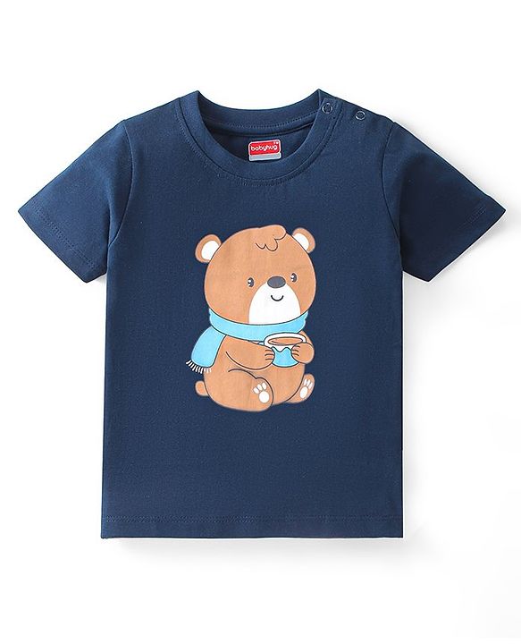 Babyhug Cotton Knit Half Sleeves T-Shirt Bear Graphics Pack Of 3 - Blue Green & Orange