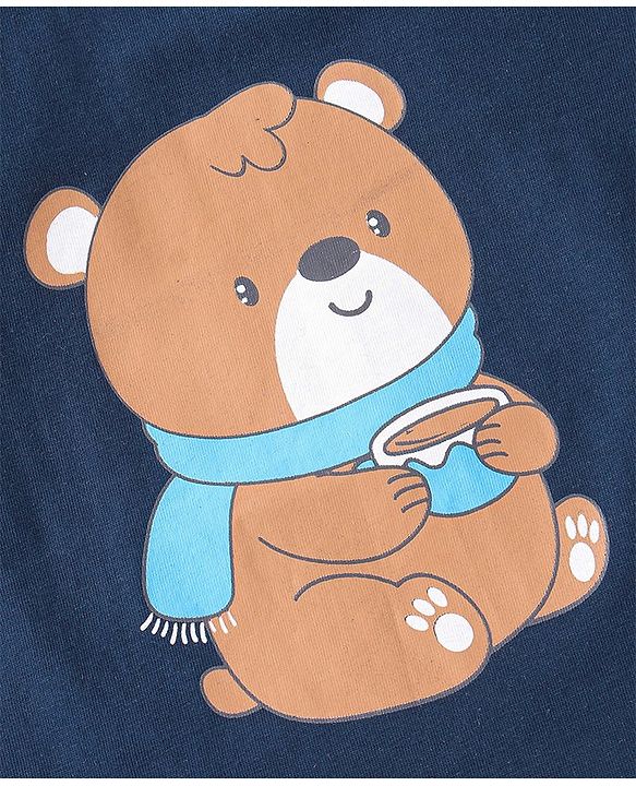 Babyhug Cotton Knit Half Sleeves T-Shirt Bear Graphics Pack Of 3 - Blue Green & Orange