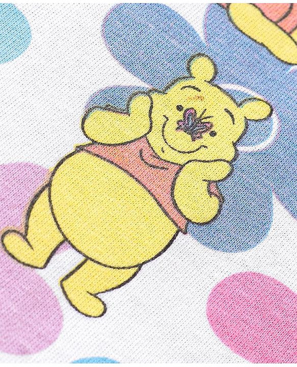 Babyhug Disney Single Jersey Knit Half Sleeves Top & Shorts Set with Floral & Winnie The Pooh Print - Multicolour