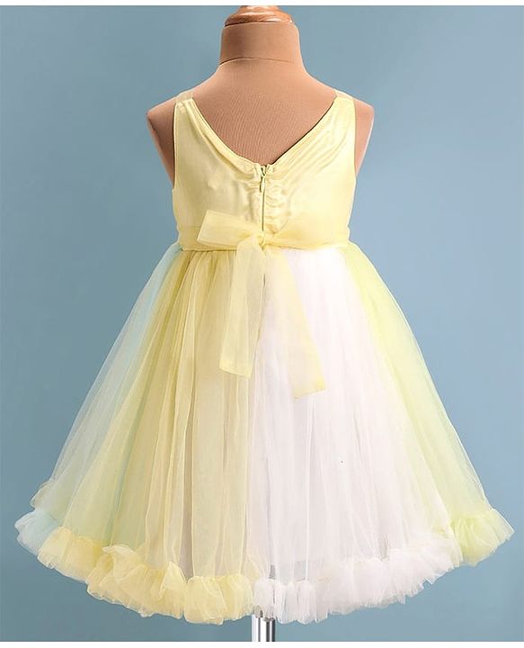 Babyhug Woven   Sleeveless Fit & Flared  Party Frock with Floral Corsage - Multicolour