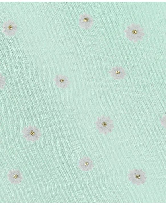 Babyhug Sleeveless Party Frock with Sequin Detailing & Floral Applique - Mint