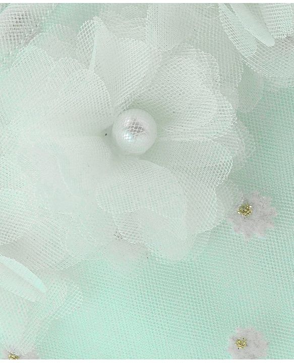 Babyhug Sleeveless Party Frock with Sequin Detailing & Floral Applique - Mint