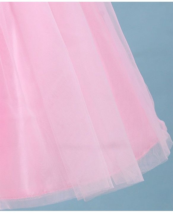 Babyhug Sleeveless Party Wear Fit And Flare Ruffle Dress With Corsage - Pink