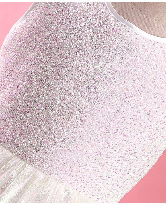Pine Kids Sleeveless Solid Color Party Frock - White