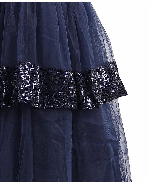 Pine Kids Woven Sleeveless Layered Party Dress with Sequin Detailing - Navy Blue