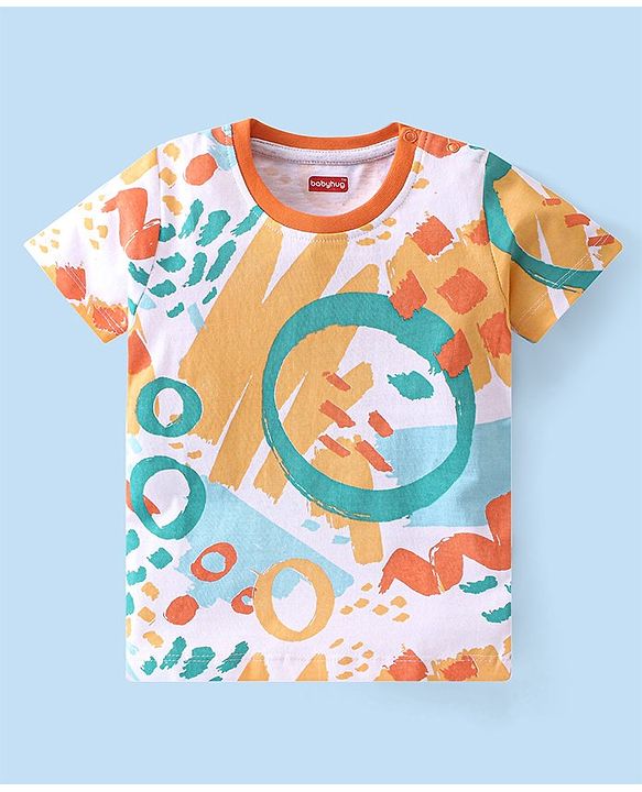 Babyhug Cotton Knit Half Sleeves T-Shirt Stripes & Text Graphics Pack Of 3 - Multicolor