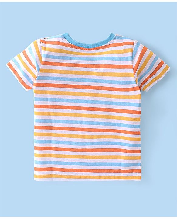 Babyhug Cotton Knit Half Sleeves T-Shirt Stripes & Text Graphics Pack Of 3 - Multicolor
