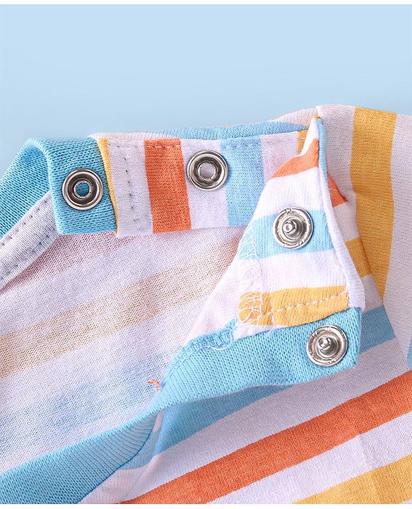 Babyhug Cotton Knit Half Sleeves T-Shirt Stripes & Text Graphics Pack Of 3 - Multicolor