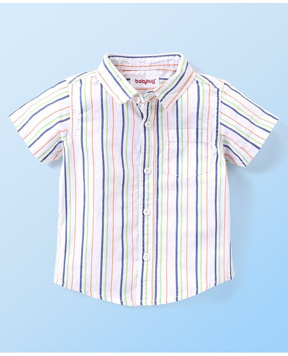 Babyhug Single Jersey Half Sleeves Striped Shirt & Shorts Set - Multicolor
