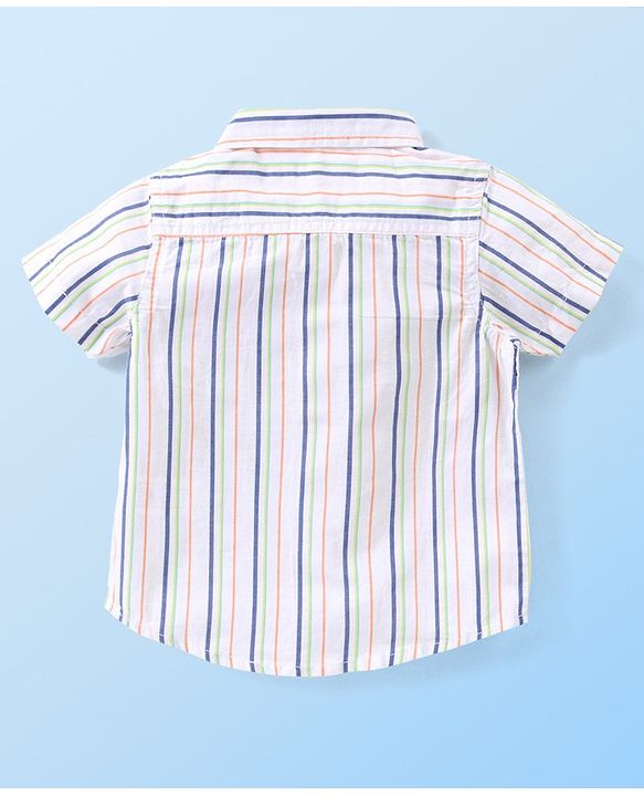 Babyhug Single Jersey Half Sleeves Striped Shirt & Shorts Set - Multicolor