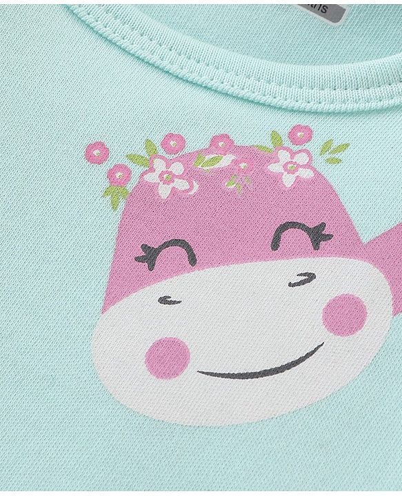 Babyhug 100% Cotton Knit Sleeveless Onesies with Dino Print - Blue