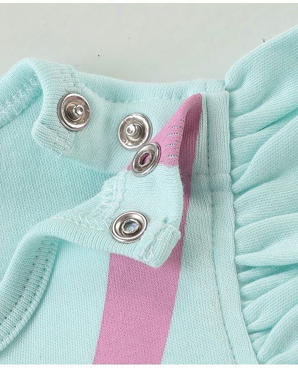 Babyhug 100% Cotton Knit Sleeveless Onesies with Dino Print - Blue