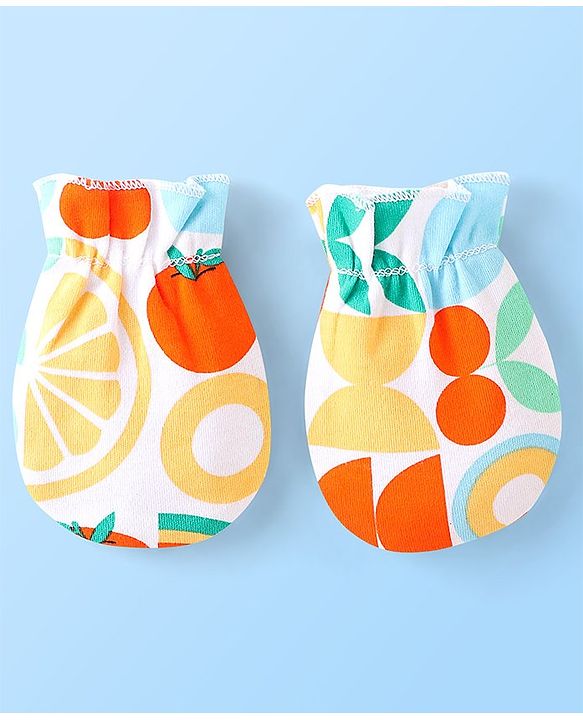 Babyhug 100% Cotton Mittens Fruity Print Pack Of 3 - Multicolour