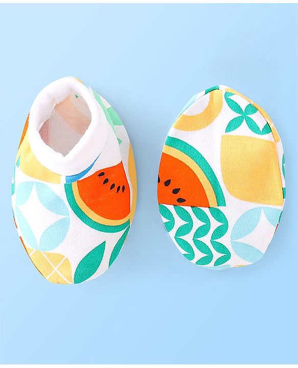Babyhug 100% Cotton Mittens Fruity Print Pack Of 3 - Multicolour
