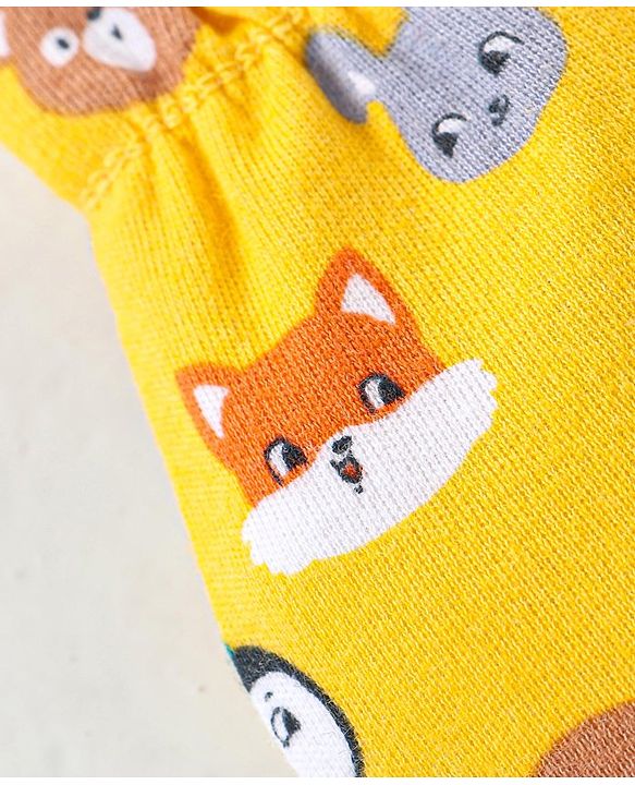 Babyhug 100% Cotton Mittens & Booties Set Animal Print - Yellow