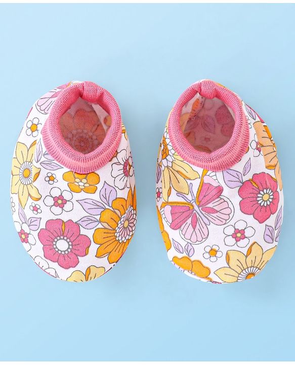 Babyhug 100% Cotton Mittens & Booties Floral Print - Multicolour