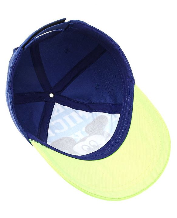 Babyhug Disney Cotton Summer Cap With Mickey Mouse Graphics - Blue & Green