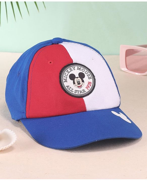 Babyhug Disney Cotton Summer Cap With Mickey Mouse Graphics - Blue
