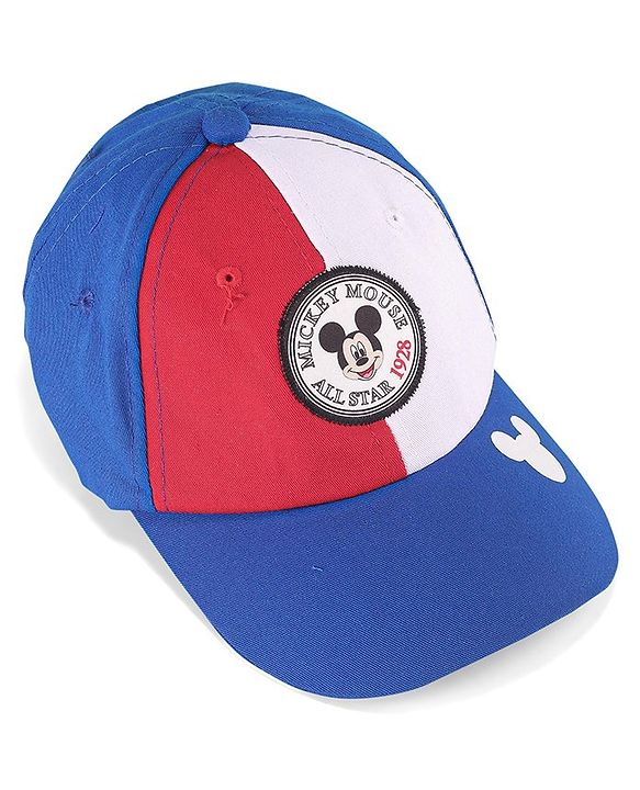 Babyhug Disney Cotton Summer Cap With Mickey Mouse Graphics - Blue