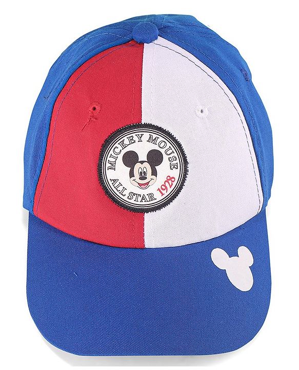 Babyhug Disney Cotton Summer Cap With Mickey Mouse Graphics - Blue
