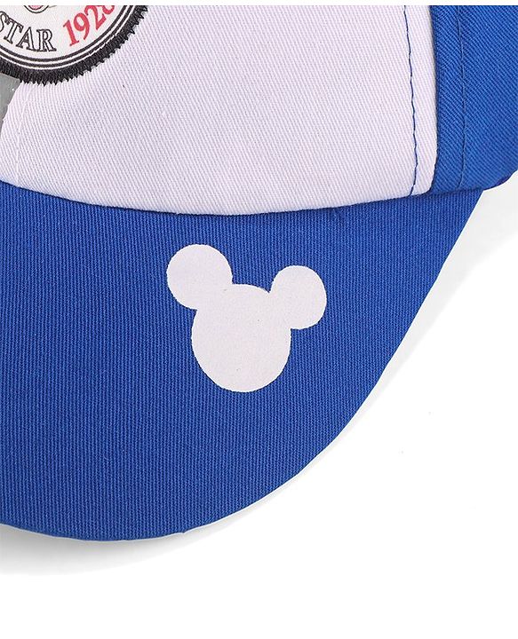 Babyhug Disney Cotton Summer Cap With Mickey Mouse Graphics - Blue
