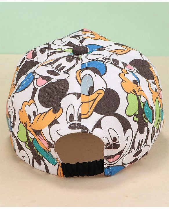 Babyhug Disney Cotton Summer Cap With Mickey Mouse Family All Over Print - Multicolor