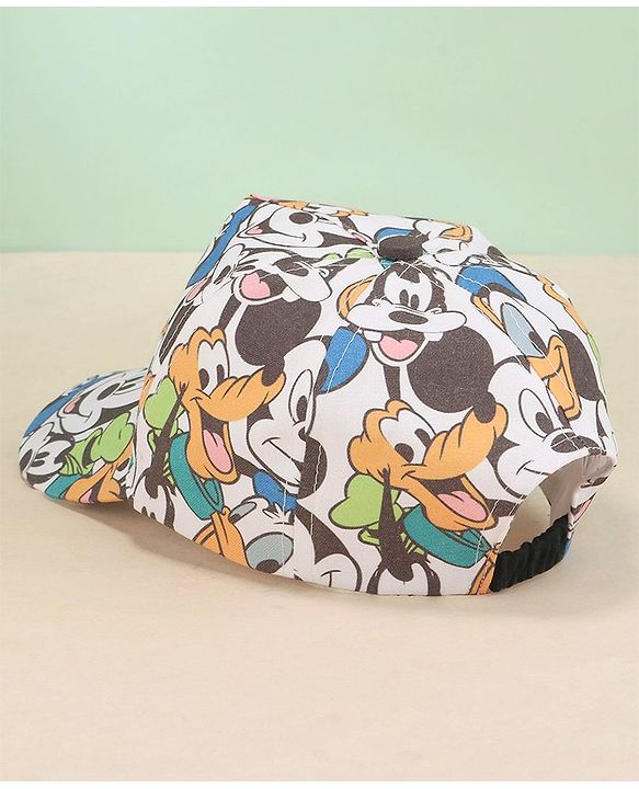 Babyhug Disney Cotton Summer Cap With Mickey Mouse Family All Over Print - Multicolor
