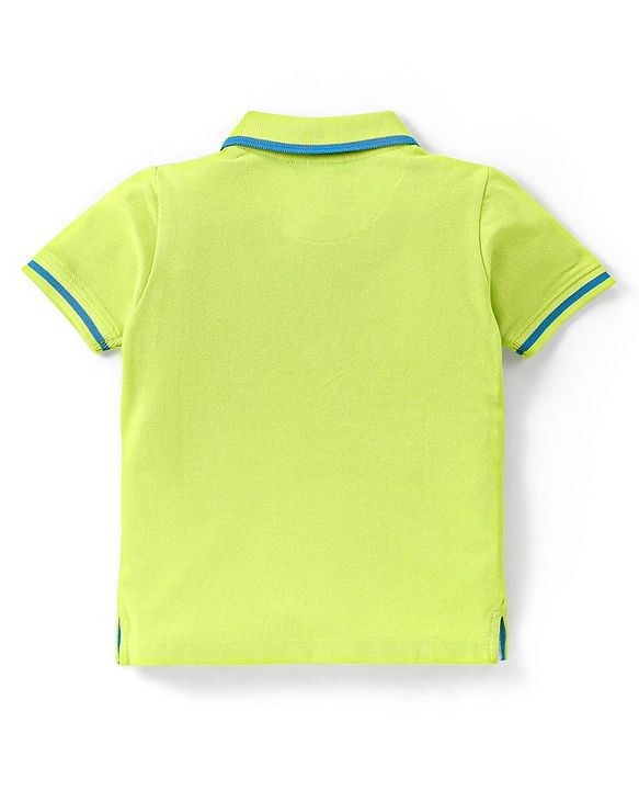 Babyhug Cotton Knit Half Sleeves Polo T-Shirt with Crab Print - Green