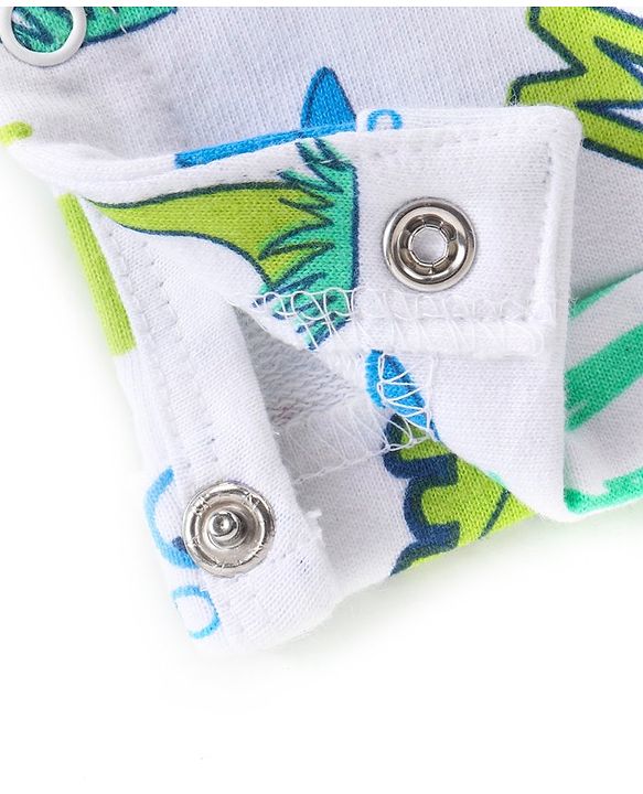 Babyhug Single Jersey Knit Beach Theme Dungaree with Striped Half Sleeves T-Shirt - Blue