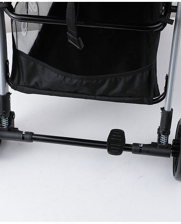 Babyhug Stroller with Reversible Handle Adjustable Backrest & Canopy - Blue| Concealed Link Brake| Suspension Wheels| Removable Food Tray