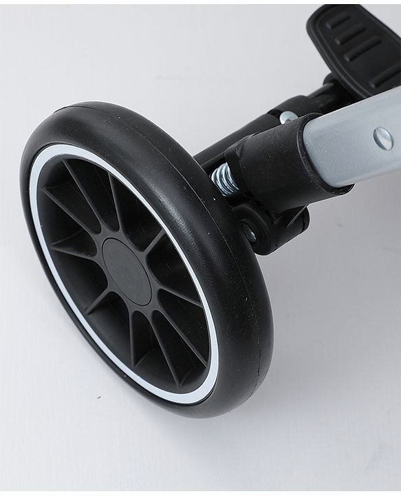 Babyhug Stroller with Reversible Handle Adjustable Backrest & Canopy - Blue| Concealed Link Brake| Suspension Wheels| Removable Food Tray