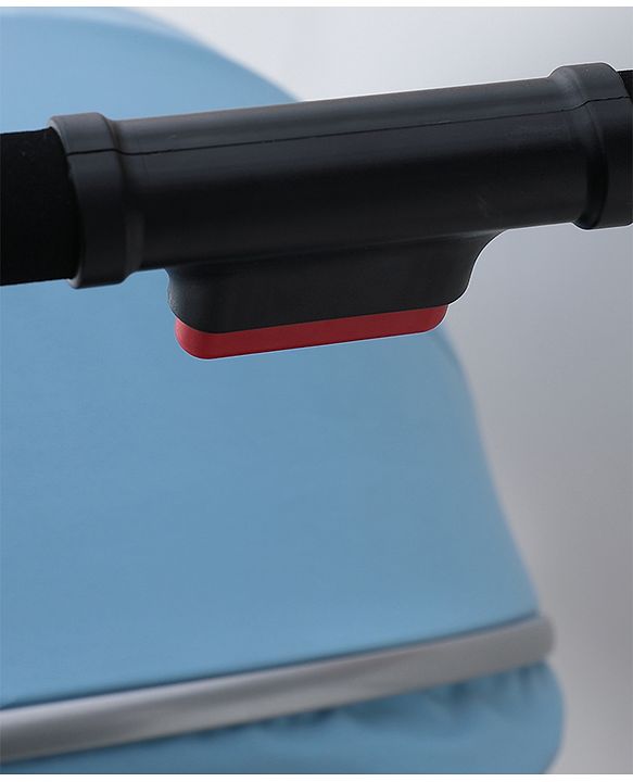 Babyhug Stroller with Reversible Handle Adjustable Backrest & Canopy - Blue| Concealed Link Brake| Suspension Wheels| Removable Food Tray