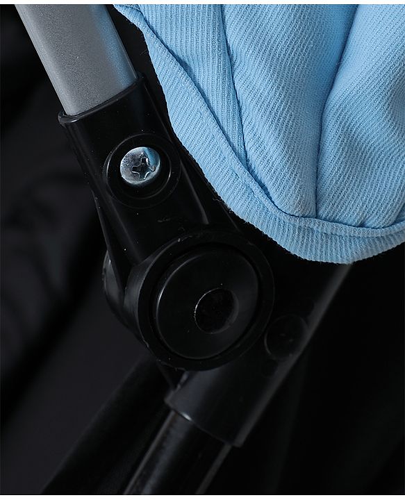 Babyhug Stroller with Reversible Handle Adjustable Backrest & Canopy - Blue| Concealed Link Brake| Suspension Wheels| Removable Food Tray