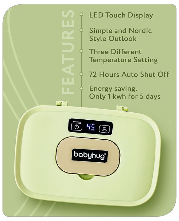 Babyhug Baby Wipes Warmer with LED Display - Green