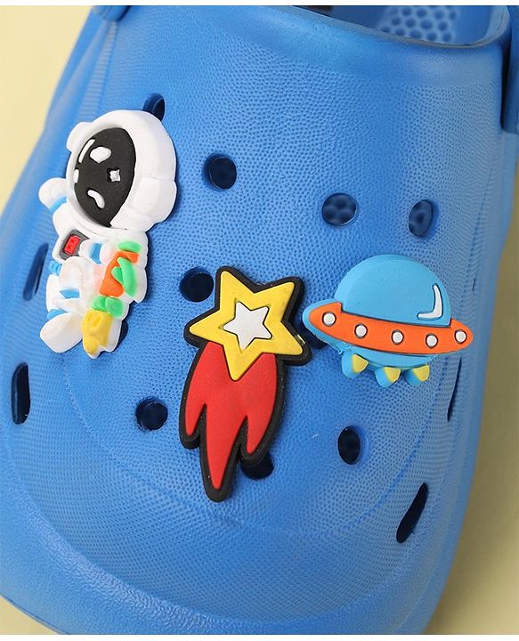Cute Walk by Babyhug Back Strap Closure Clogs with Spaceship Applique - Blue