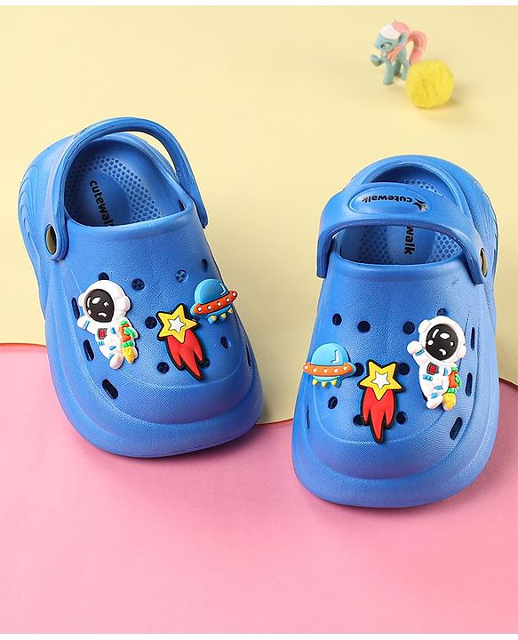 Cute Walk by Babyhug Back Strap Closure Clogs with Spaceship Applique - Blue