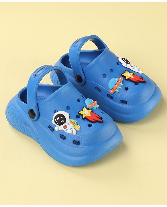 Cute Walk by Babyhug Back Strap Closure Clogs with Spaceship Applique - Blue