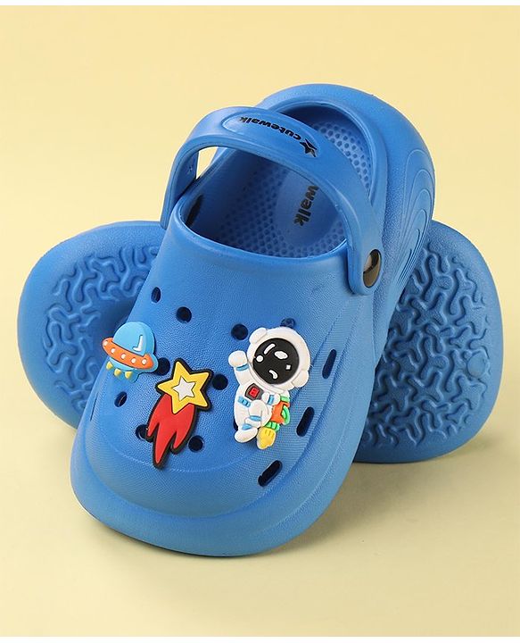Cute Walk by Babyhug Back Strap Closure Clogs with Spaceship Applique - Blue