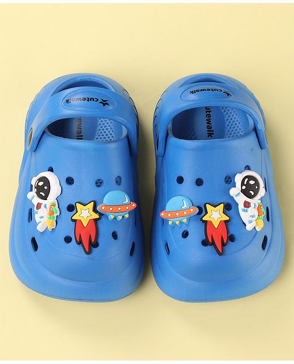 Cute Walk by Babyhug Back Strap Closure Clogs with Spaceship Applique - Blue