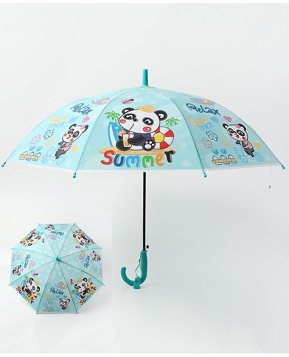 Babyhug Free size Umbrella With Panda Print - Sky Blue