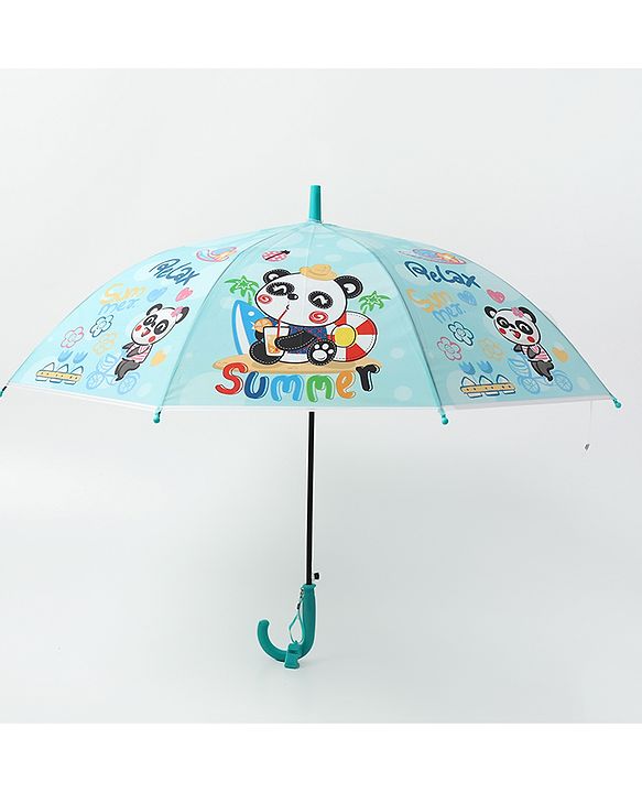 Babyhug Free size Umbrella With Panda Print - Sky Blue