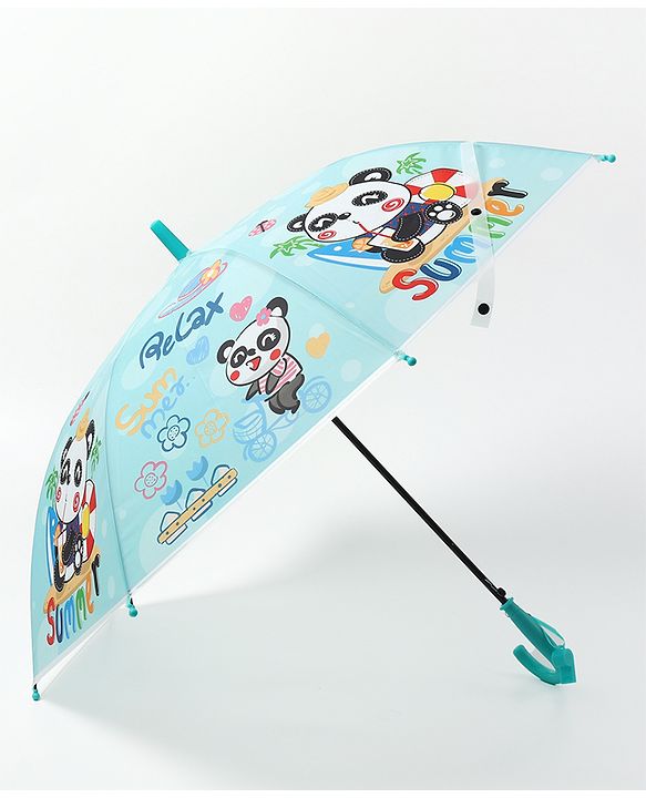 Babyhug Free size Umbrella With Panda Print - Sky Blue